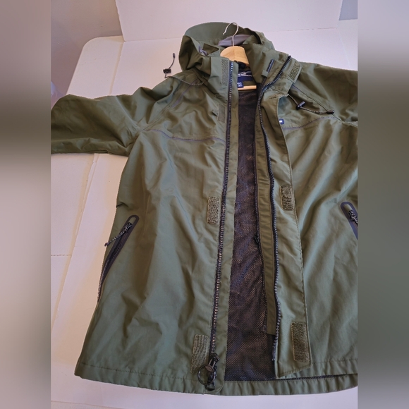 Lands' End Men's Green Full Zip Nylon Hooded Anorak Long Jacket Size Medium - Picture 15 of 17